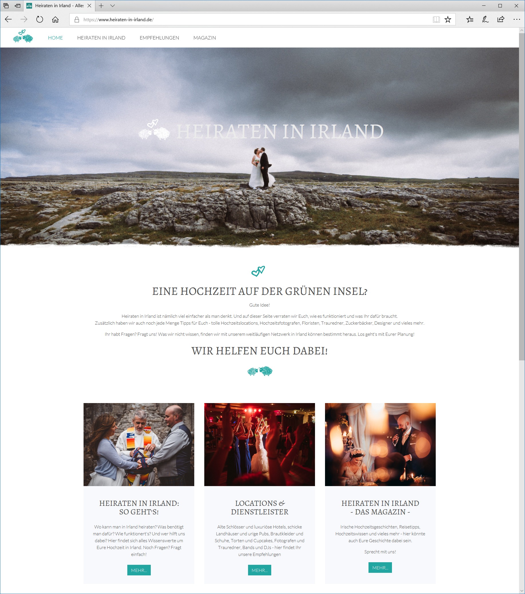 heiraten-in-irland.de - das Webportal mit allen Infos rund um Hochzeit in Irland