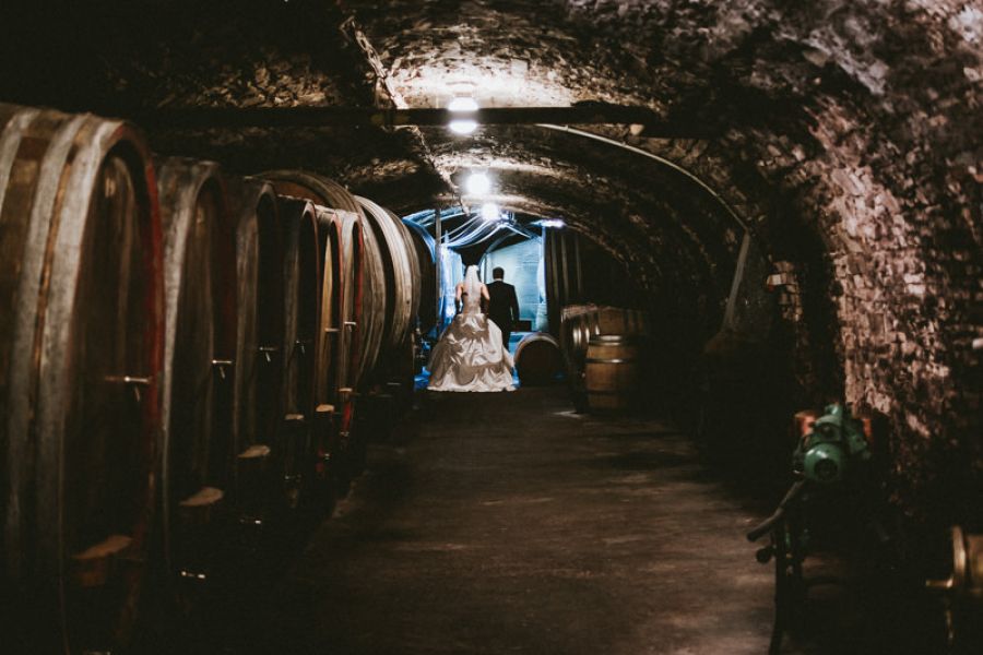Hochzeitsfotos im Weinkeller bei Fitz Ritter