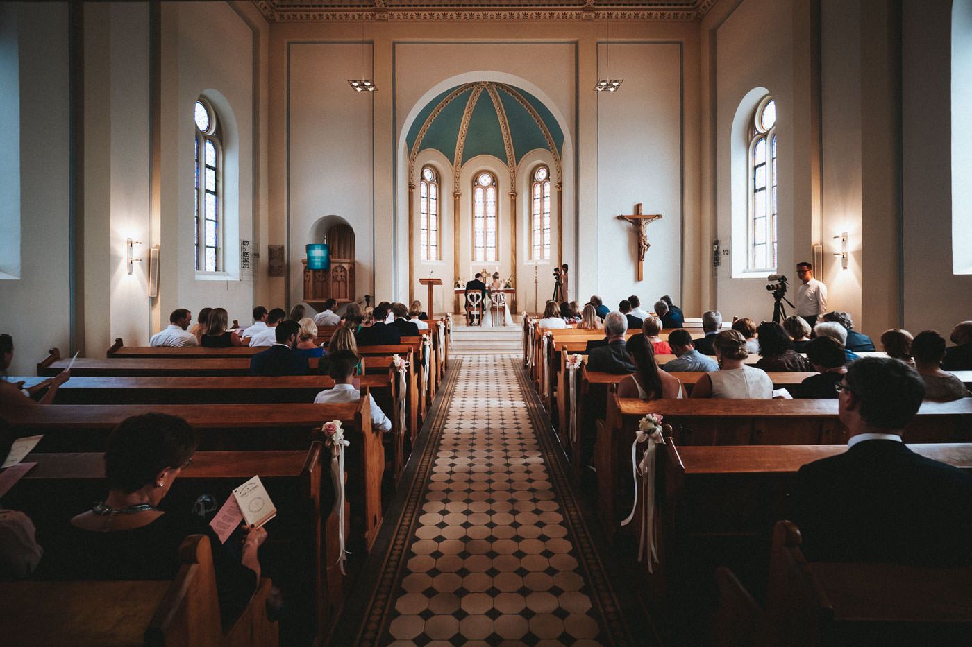 Interior of the protestant church of Bad Homburg Gonzenheim